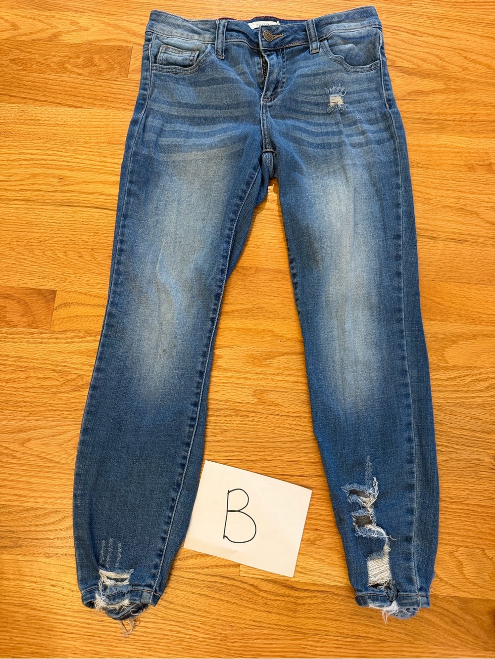 Women's Distressed Blue Skinny Jeans